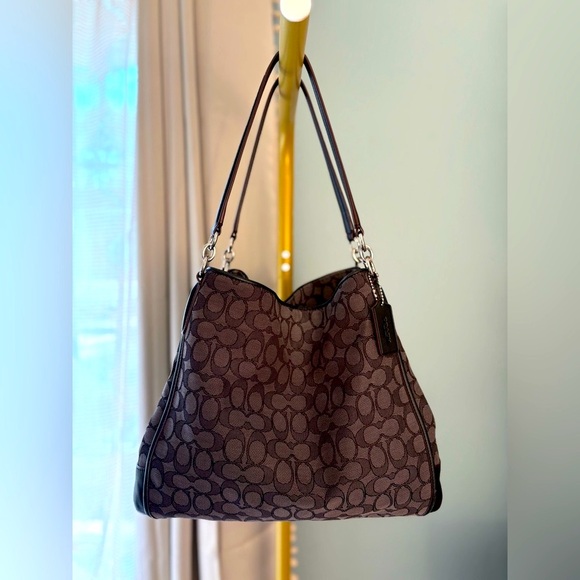 Coach Handbags - Coach Phoebe Signature Outline Shoulder Bag/Purse #36424 Black/Gray